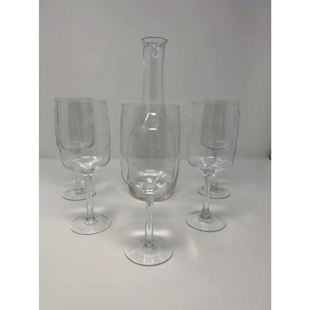 Carafe 5 Glasses with Petite Roses 11 1/2